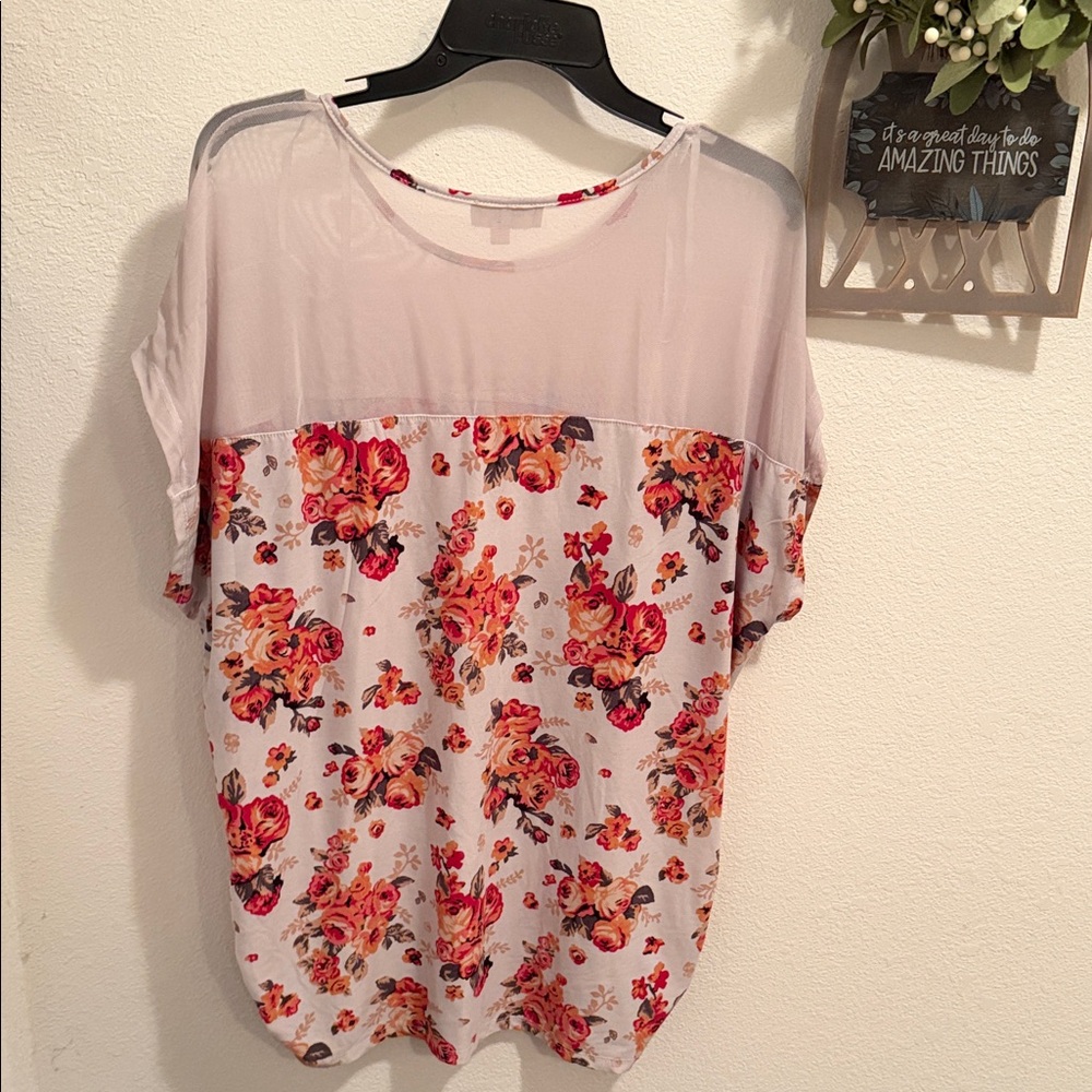 Floral Print Women's Top, 2X - Picture 3 of 4